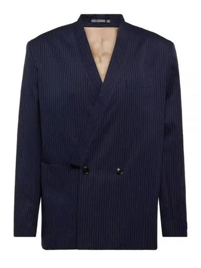 Striped Tailored Kimono Cotton Jacket Navy - KENZO - BALAAN 2