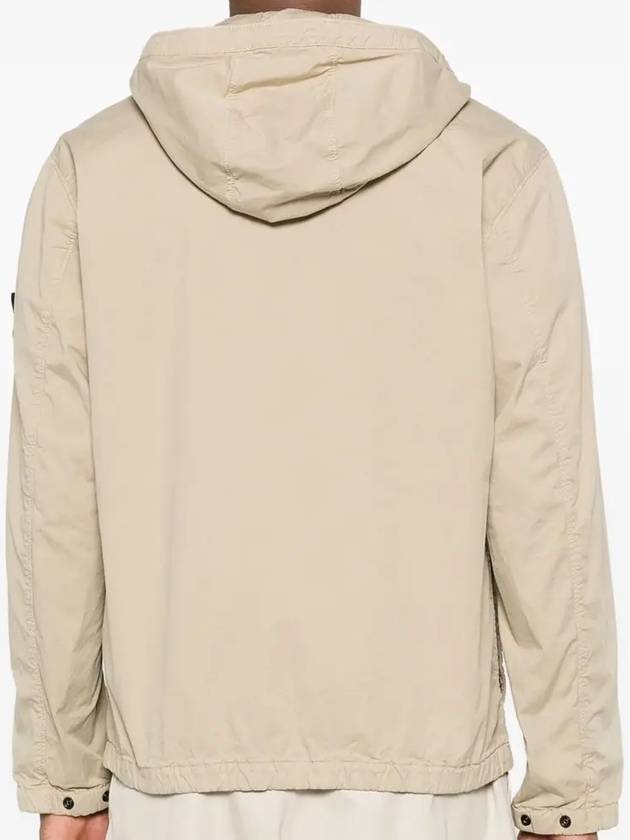 Cotton Twill Stretch Hooded Jacket Beige - STONE ISLAND - BALAAN 5