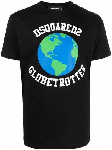 Men's Globetrotter Cool Short Sleeve T-Shirt Black - DSQUARED2 - BALAAN 1