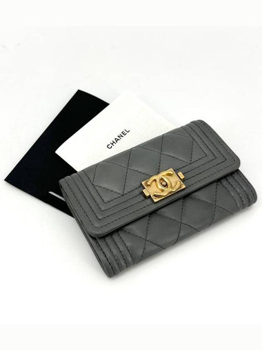 Lambskin boy flap card wallet - CHANEL - BALAAN 1