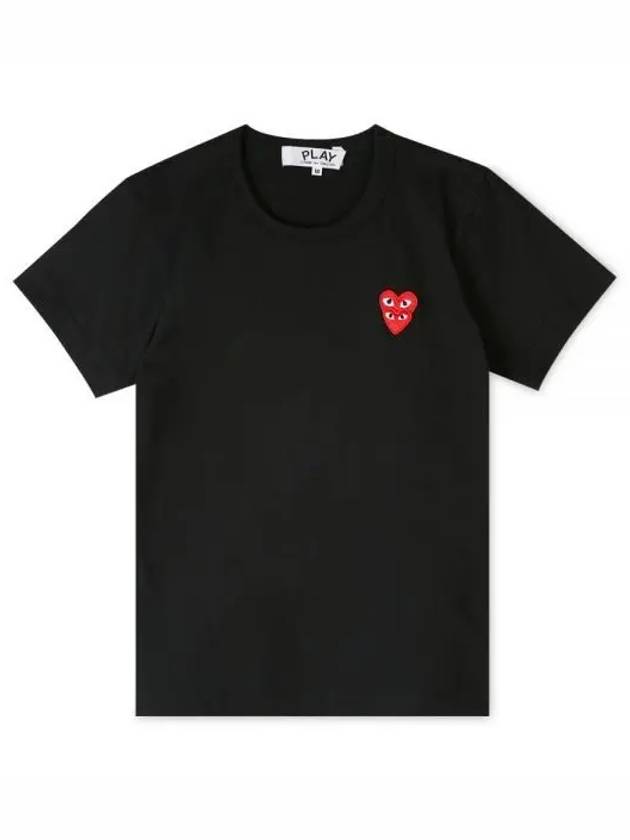 Women s Double Heart Waffen Black Short Sleeve T Shirt AZ T287 051 1 1156104 - COMME DES GARCONS - BALAAN 1