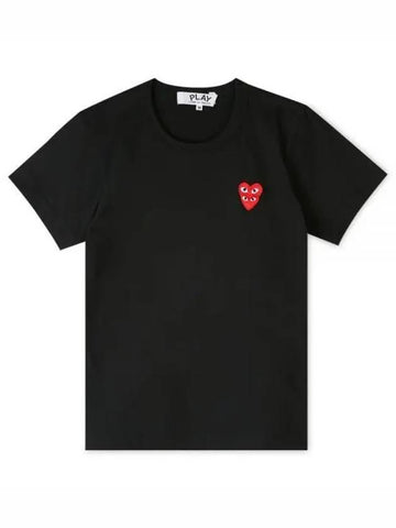 Women s Double Heart Waffen Black Short Sleeve T Shirt AZ T287 051 1 1156104 - COMME DES GARCONS - BALAAN 1