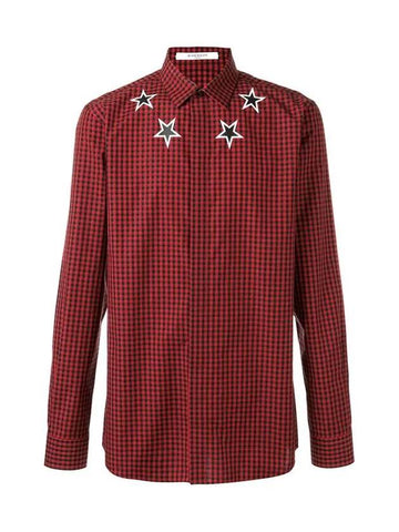 11th Anniversary Star Printing Check Shirt Red FT360 Z609 003 - GIVENCHY - BALAAN 1