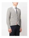 Donegal Twist Cable 4 Bar Classic V Neck Cardigan Light Grey - THOM BROWNE - BALAAN 4