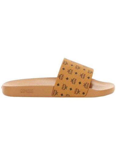 Monogram Print Rubber Slippers Brown - MCM - BALAAN 1