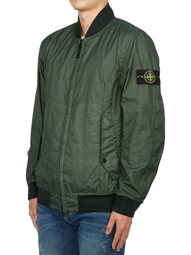 Men's Wappen Patch Zip-Up Bomber Jacket Green - STONE ISLAND - BALAAN 4