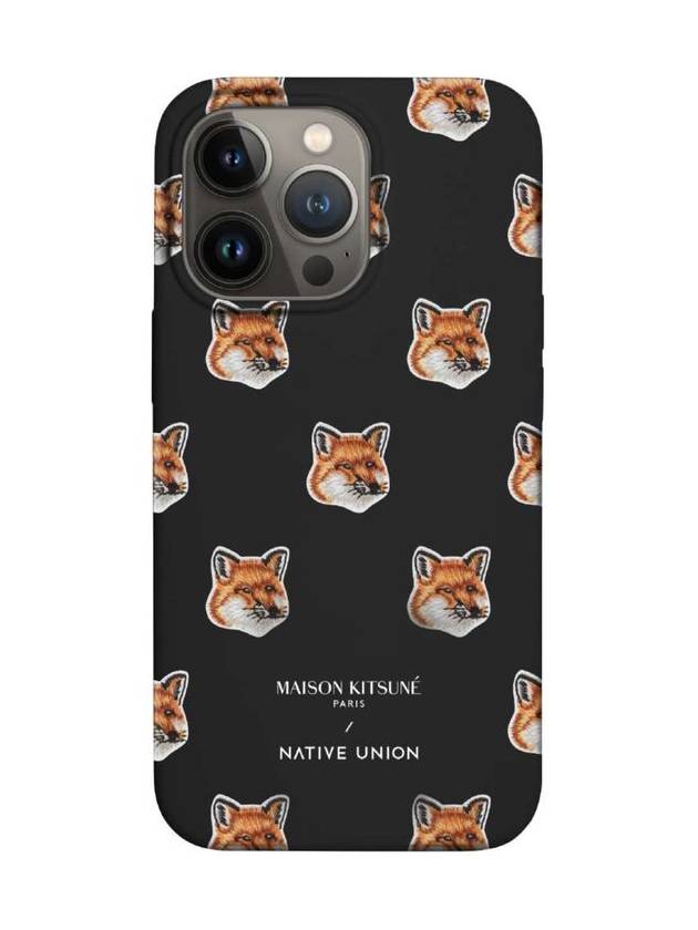 Fox Head iPhone 15 Pro Phone Case Black - MAISON KITSUNE - BALAAN 5