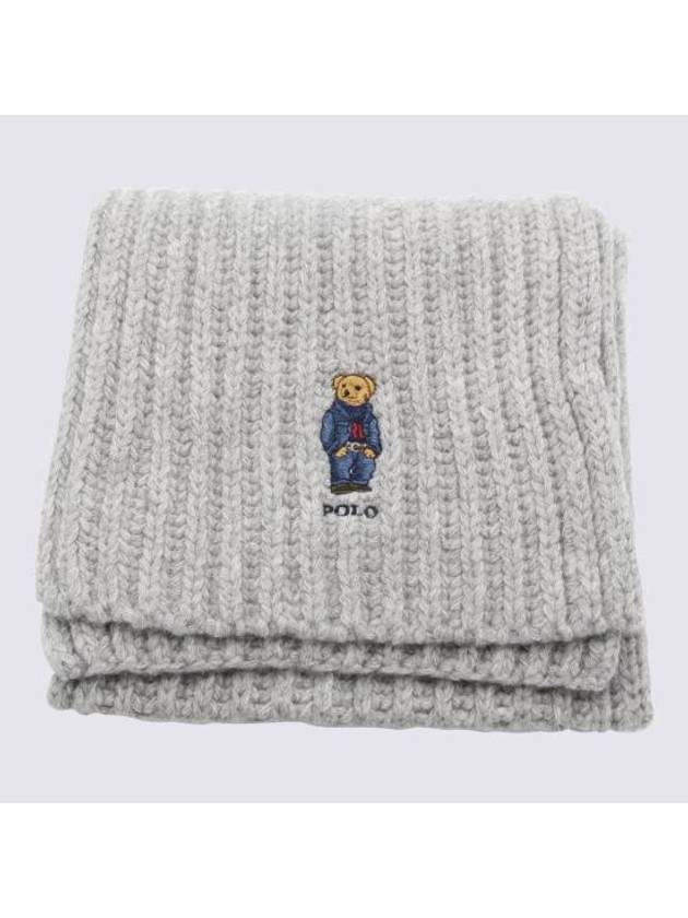 Bear Motif Cable Wool Scarf Grey - POLO RALPH LAUREN - BALAAN 1