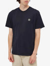 Men's Garment Dying Embroidered Logo Patch Short Sleeve T-Shirt Dark Navy - STONE ISLAND - BALAAN 3