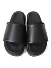 Embossed Logo Platform Leather Slippers Black - Y-3 - BALAAN 2