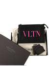 VLTN Logo Clutch Bag Black Neon Pink - VALENTINO - BALAAN.