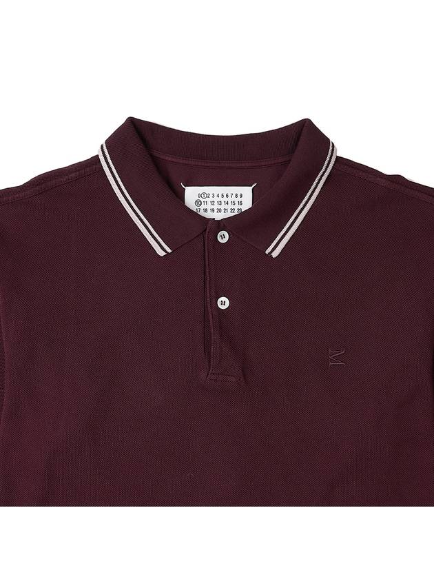 Men's Embroidered Logo Polo Shirt Bordeaux - MAISON MARGIELA - BALAAN 4