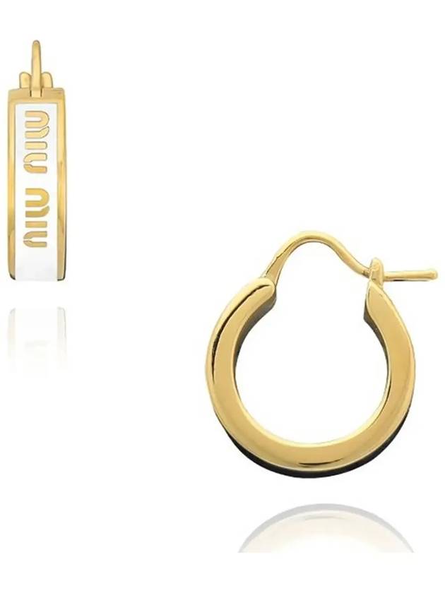 Logo Enameled Metal Earrings White - MIU MIU - BALAAN 4