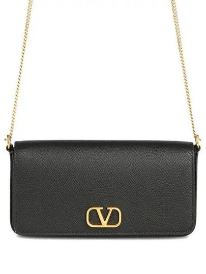 V Logo Signature Chain Cross Bag Black - VALENTINO - BALAAN 2