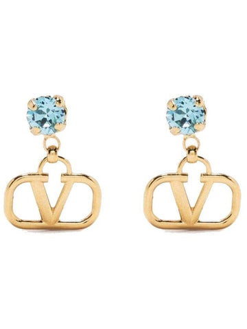 V logo Swarovski earrings light blue - VALENTINO - BALAAN 1