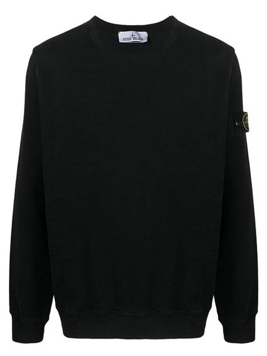 Brushed Cotton Fleece Garment Dyed Crewneck Sweatshirt Black - STONE ISLAND - BALAAN 2