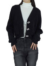 butterfly button alpaca wool cardigan black - GANNI - BALAAN 7