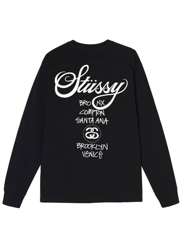 World Tour Long Sleeve T-Shirt Black - STUSSY - BALAAN 3