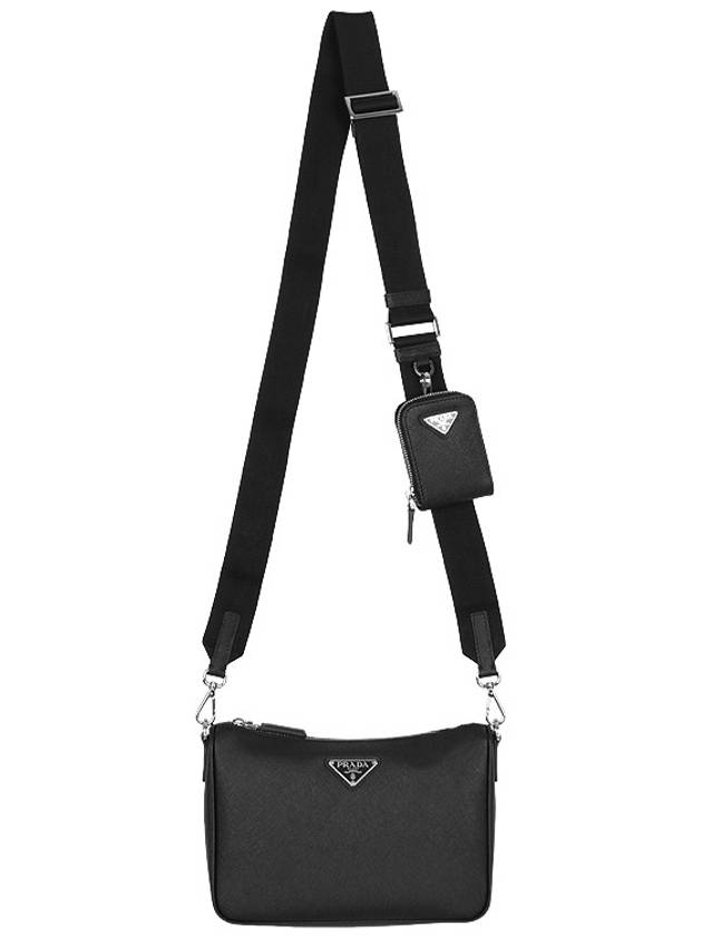 Triangle Logo Saffiano Leather Cross Bag Black - PRADA - BALAAN 4