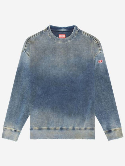 D Krib Ne Vintage Look Track Denim Sweatshirt Medium Blue - DIESEL - BALAAN 2