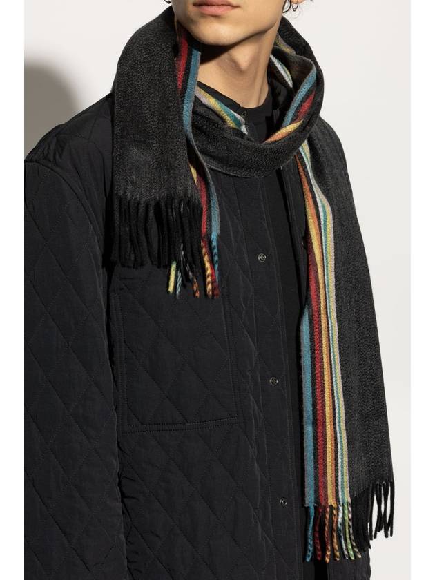 Cashmere Signature Stripe Edge Scarf Black - PAUL SMITH - BALAAN 3