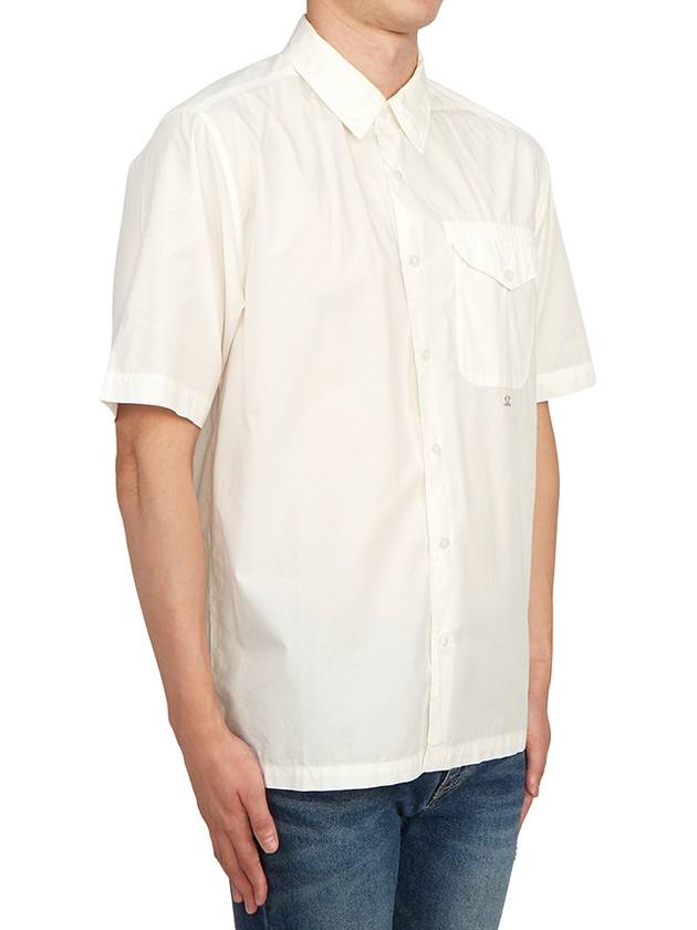 Poplin Small Logo Button Short Sleeve Shirt White - CP COMPANY - BALAAN 4