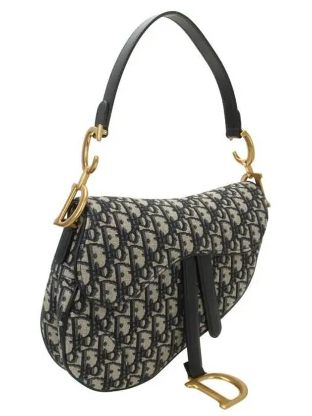 Saddle Oblique Jacquard Shoulder Bag Navy - DIOR - BALAAN 3