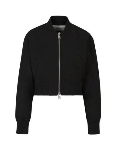 Crop Zipper Bomber Jacket Black - AMI - BALAAN 1