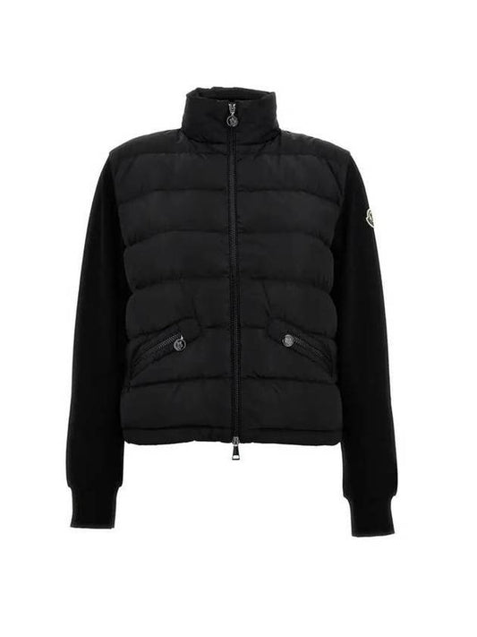 Logo Patch Mix Padded Zip Up Jacket Black - MONCLER - BALAAN 1