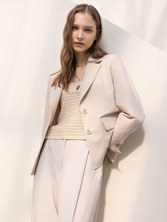 CLASSIC COTTON TAILORED JACKET BEIGE - DEFEMME - BALAAN 1