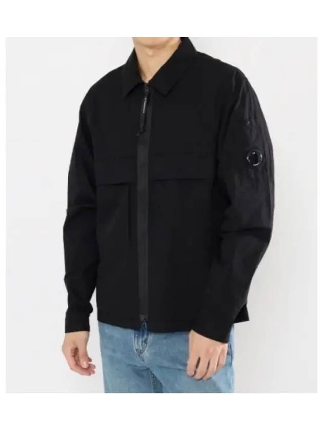 Organic Gabardine Over Long Sleeve Shirt Black - CP COMPANY - BALAAN 2