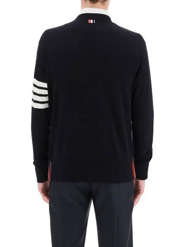 Men's Sustainable Classic Diagonal Wool Cardigan Dark Grey - THOM BROWNE - BALAAN 3