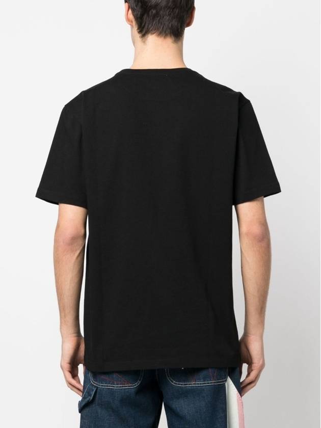 Embroidery Relaxed Melange Short Sleeve T-shirt Black - MAISON KITSUNE - BALAAN 4