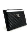 Lambskin chevron silver card holder slot wallet - CHANEL - BALAAN 4