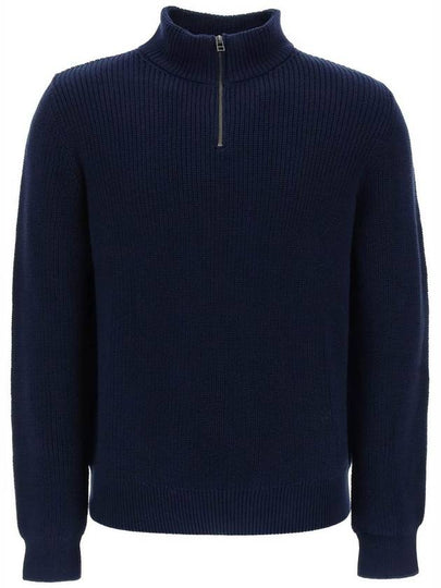 Mock Neck Half Zip-Up Knit Top Navy - A.P.C. - BALAAN 2