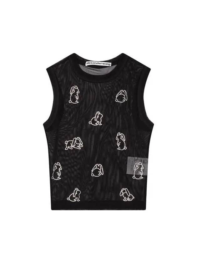 Bunny Crystal Mesh Tank Top Black 270611 - ALEXANDER WANG - BALAAN 1