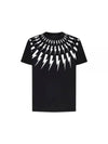 Fairisle Thunderbolt Slim Fit Short Sleeve T-Shirt Black - NEIL BARRETT - BALAAN 1