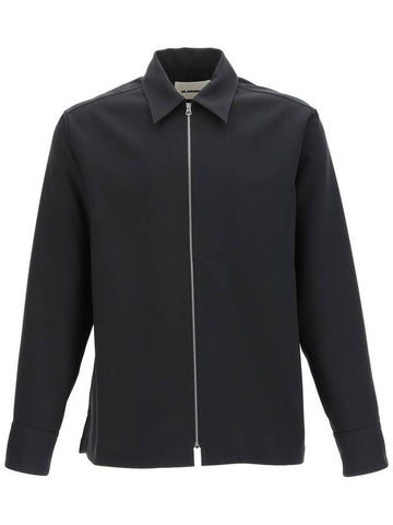 Men's Oversized Zip-Up Jacket Black - JIL SANDER - BALAAN.