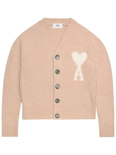 Heart Logo Oversized Cardigan Pink Ivory - AMI - BALAAN 2