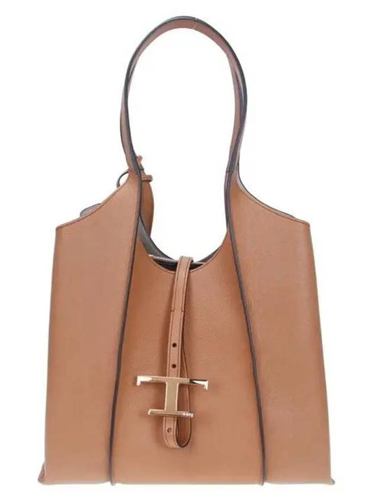 Logo T Timeless Leather Tote Bag Brown - TOD'S - BALAAN 2