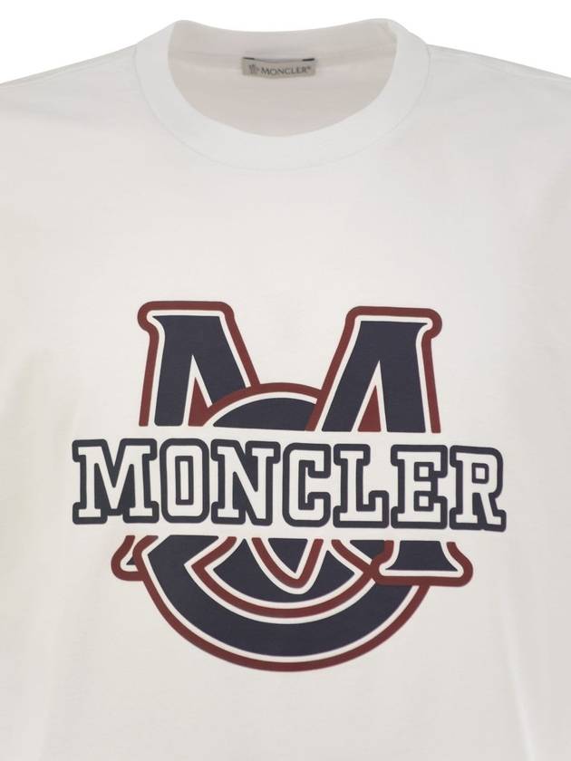 T-shirt with cotton varsity logo pattern - MONCLER - BALAAN 4