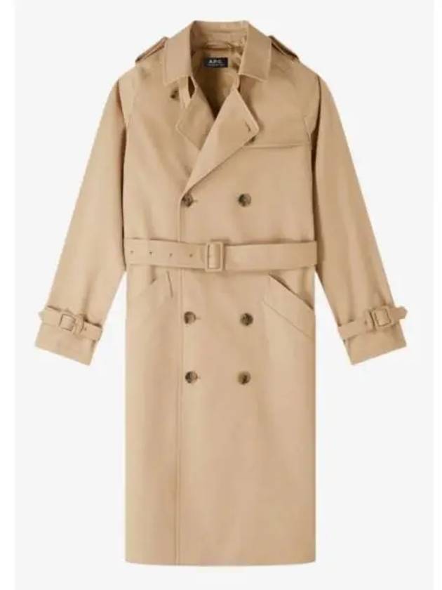 Greta Double Breasted Cotton Trench Coat Beige - A.P.C. - BALAAN 2