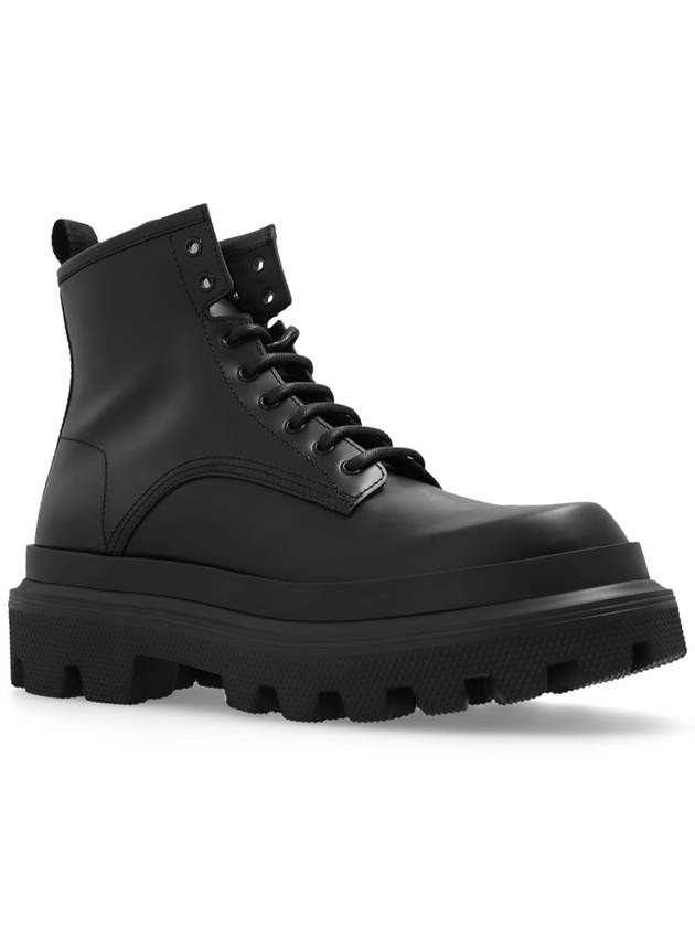 Men's Brushed Calfskin Ankle Boots Black - DOLCE&GABBANA - BALAAN 5