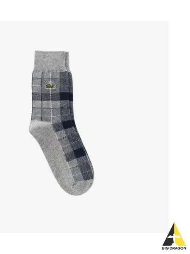 Men s Checked Medium Neck Socks Melange Gray - LACOSTE - BALAAN 1