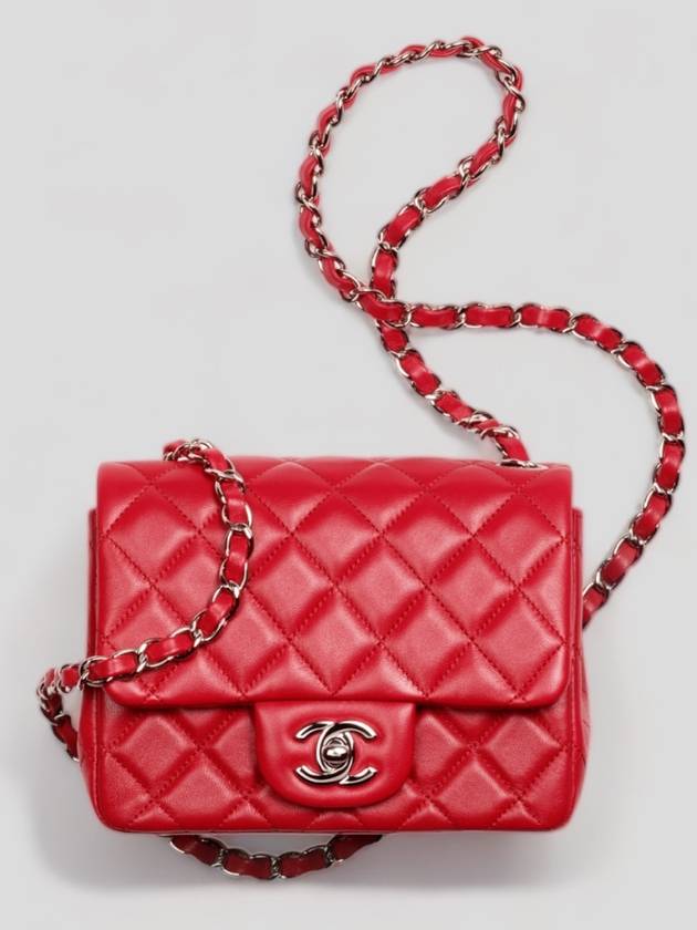 Classic Flap Bag Red Lambskin Champagne Gold A35200 - CHANEL - BALAAN 2