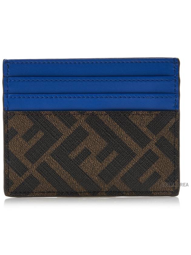 Diagonal FF Canvas Leather Card Wallet Blue - FENDI - BALAAN 4