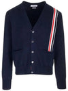 RWB Striped Intarsia Cotton Cardigan Navy - THOM BROWNE - BALAAN 3