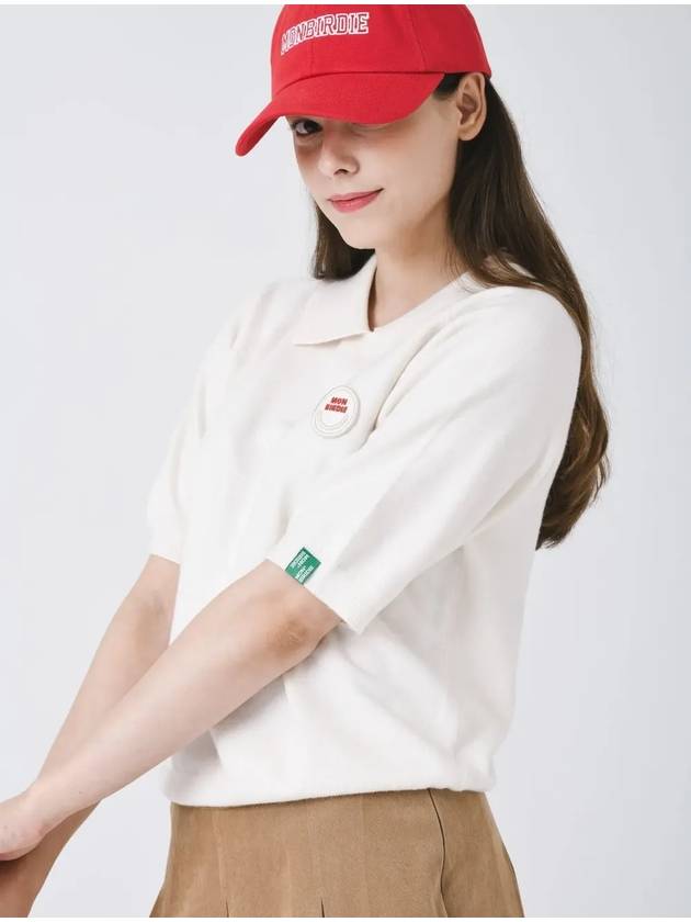 Wool touch collar neck short sleeve knit IVORY - MONBIRDIE GOLF - BALAAN 4