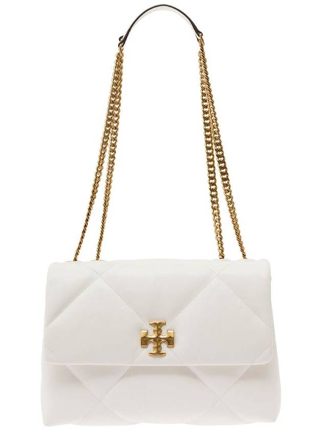 'Kira Diamond' White Crossbody Bag With Double T Logo In Quilted Leather Woman - TORY BURCH - BALAAN 1