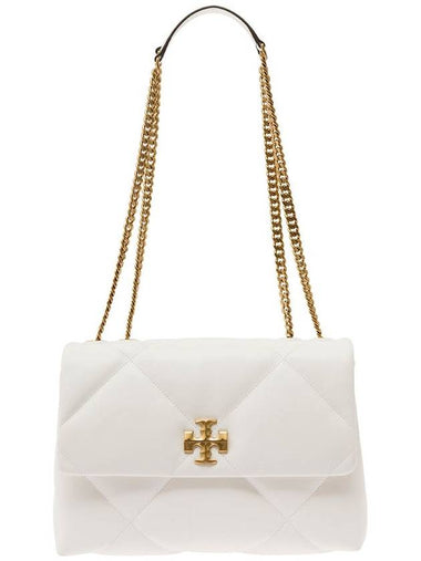 'Kira Diamond' White Crossbody Bag With Double T Logo In Quilted Leather Woman - TORY BURCH - BALAAN 1